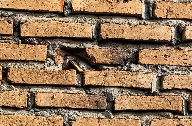 Close-up shot of brickwork showing slight damage