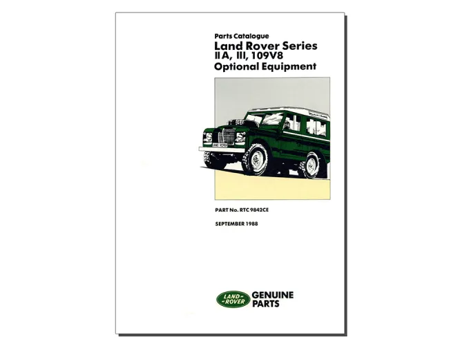 Land Rover 2A/3/109 V8 Parts Catalogue Optional Equipment RTC9842CE