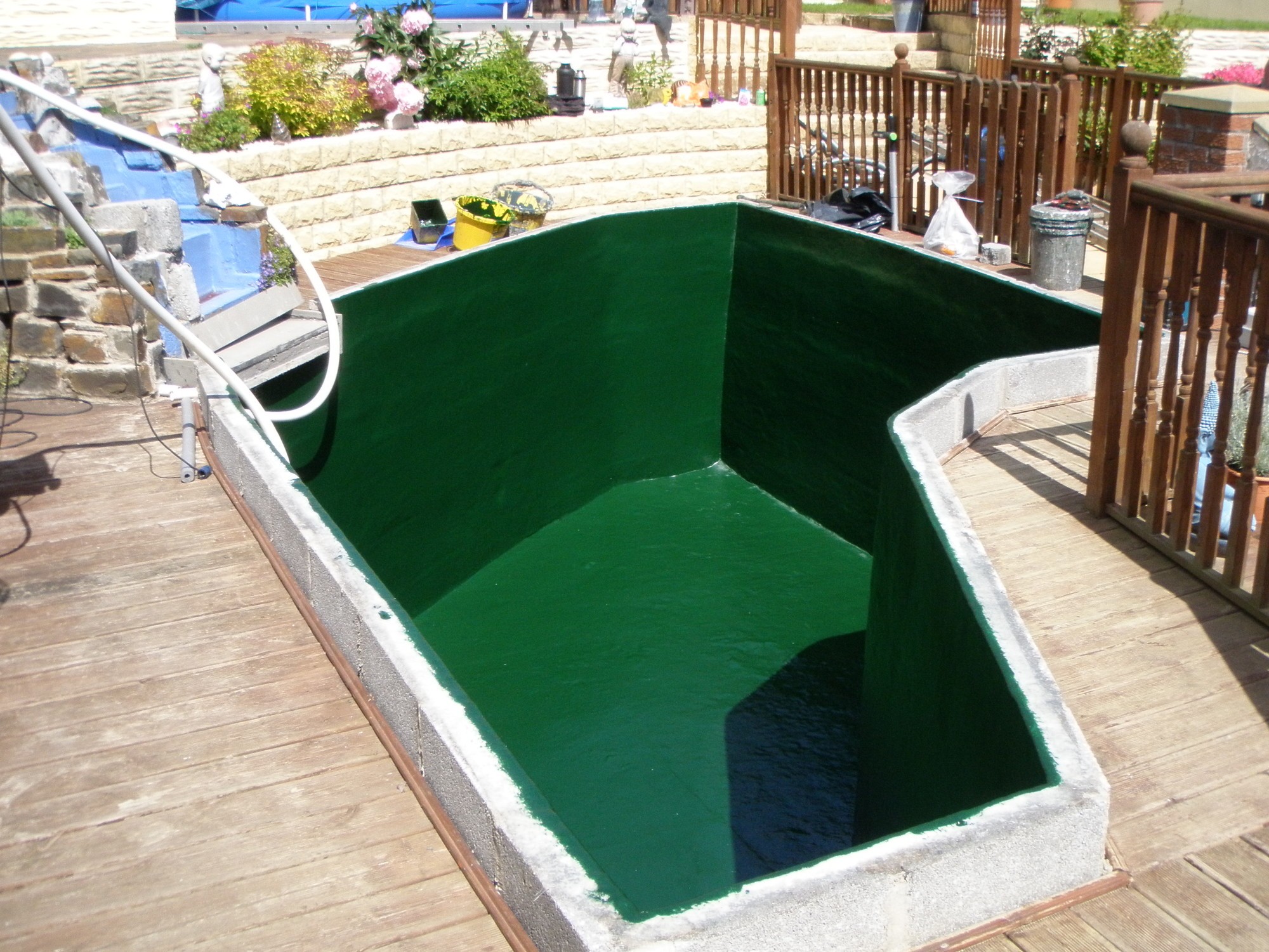 Green Fibreglass pond lining in Bristol.