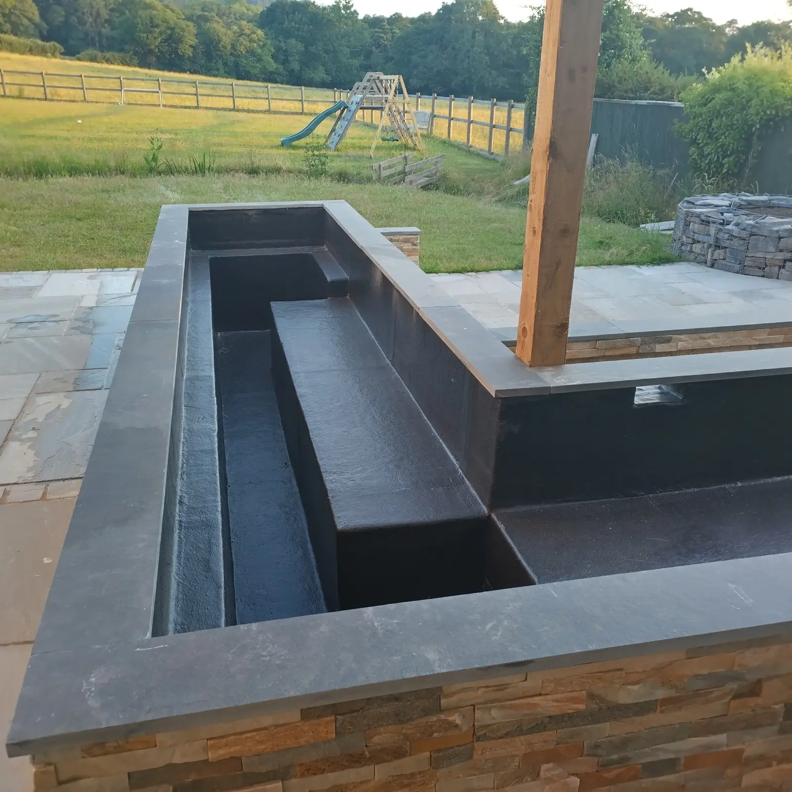 Complex Fibreglass pond lining.