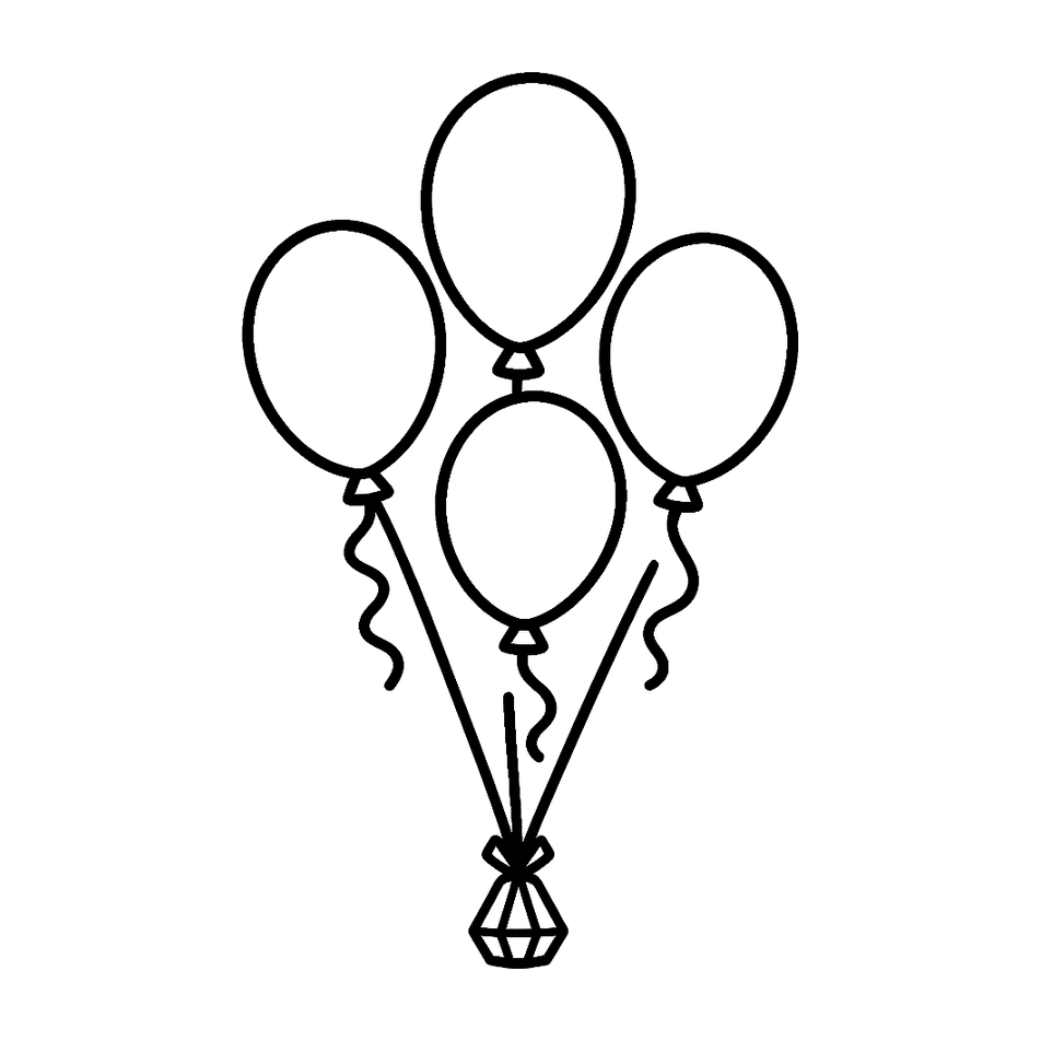Helium latex balloon cluster service icon
