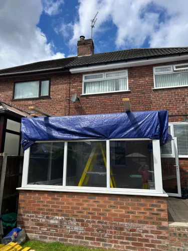 Conservatory old roof off warm lightweight tapco roof on (image 3 of 20)