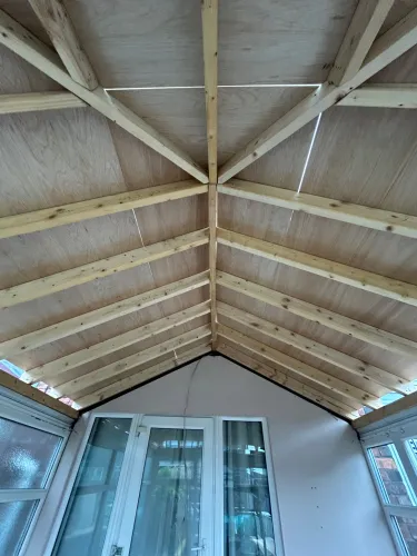 Conservatory old roof off warm lightweight tapco roof on (image 6 of 20)