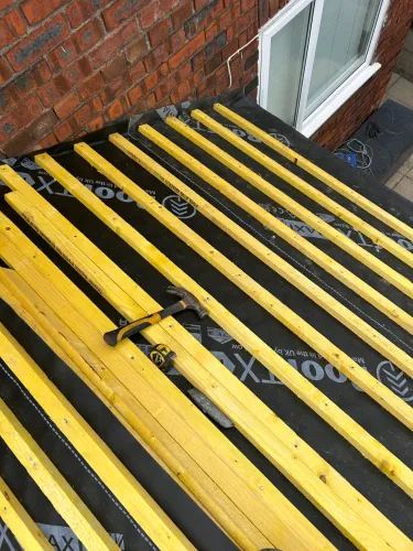 Conservatory old roof off warm lightweight tapco roof on (image 7 of 20)
