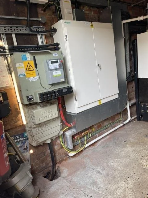 Electricity meter and consumer units in a utility room