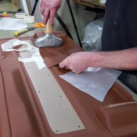 Covering a Range Rover Classic door card in leather