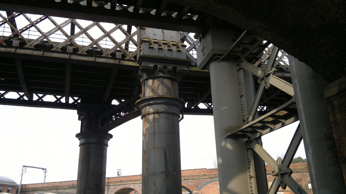 Steel columns supporting a structure