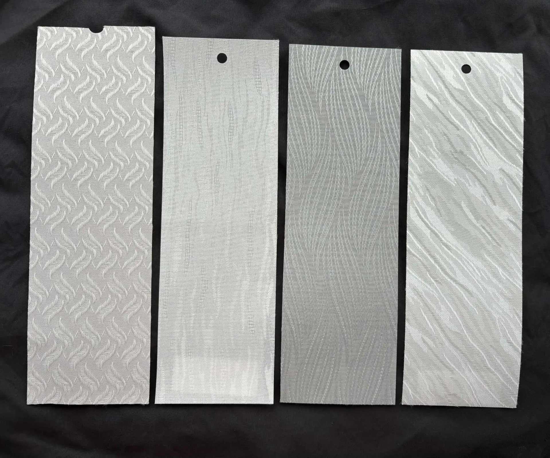 Grey venetian blind slat samples