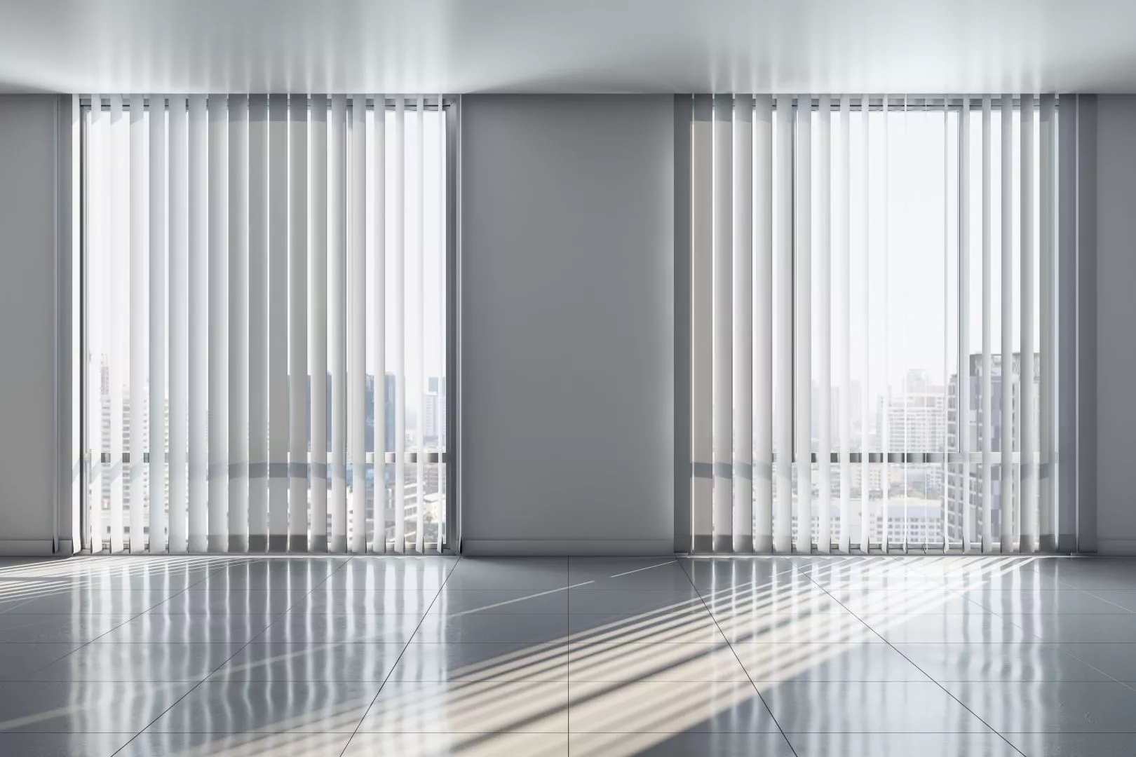Vertical blinds across a wide patio door opening