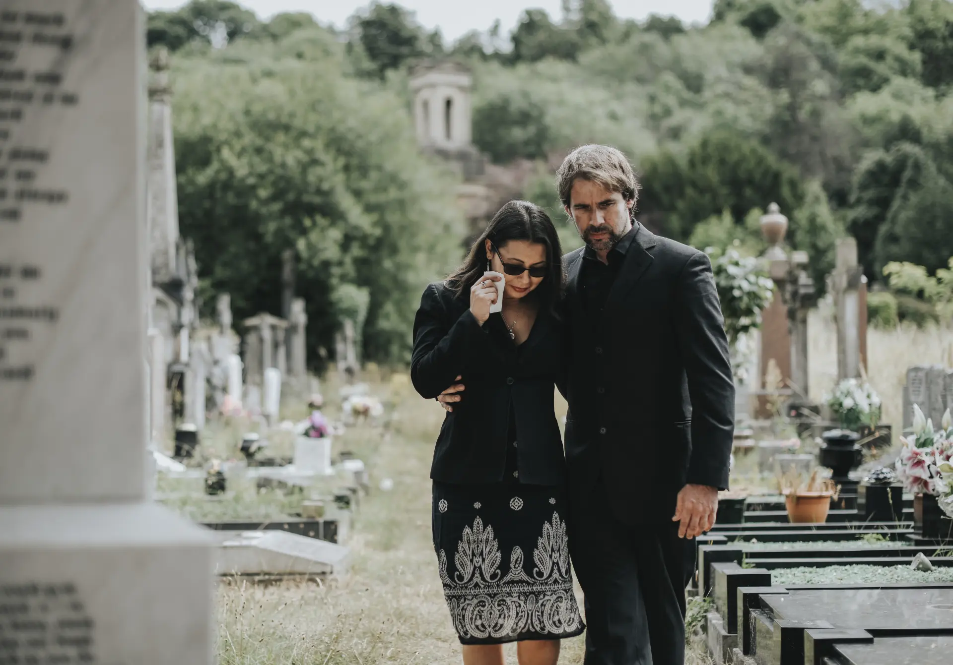 Couple at funeral - Pre-paid Funeral Plan