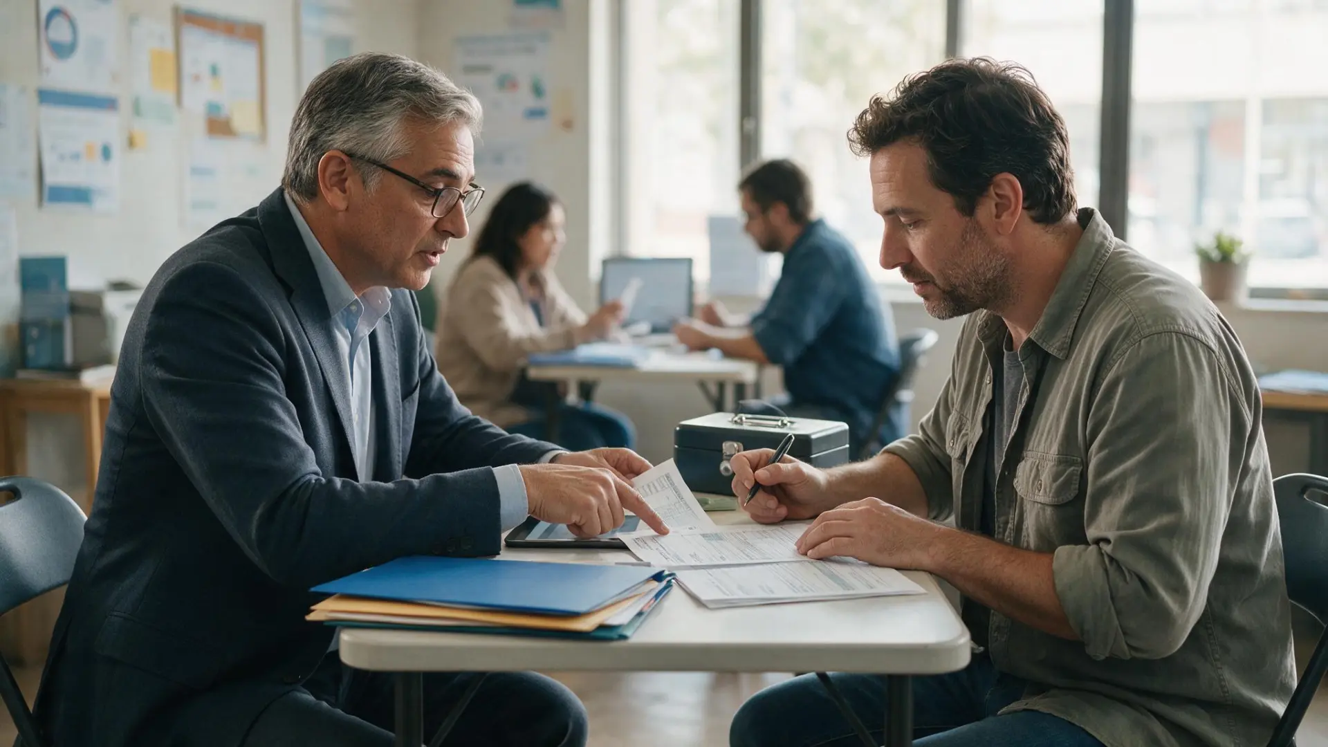 Two men preparing for a UK tax return