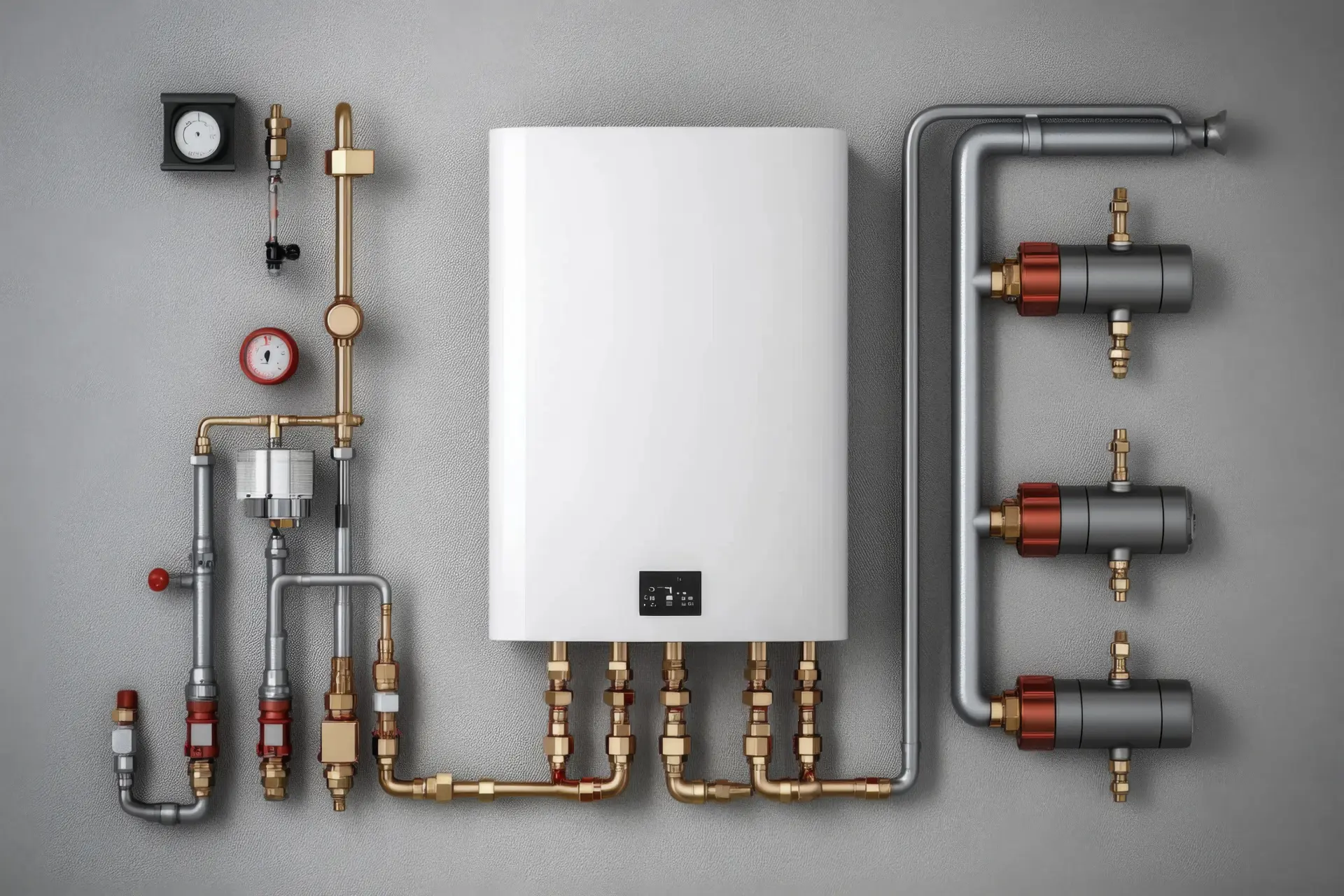 Modern wall-mounted boiler installation