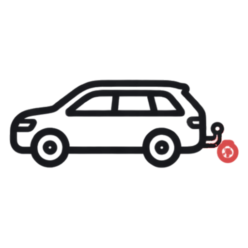 Car with a rear towbar icon