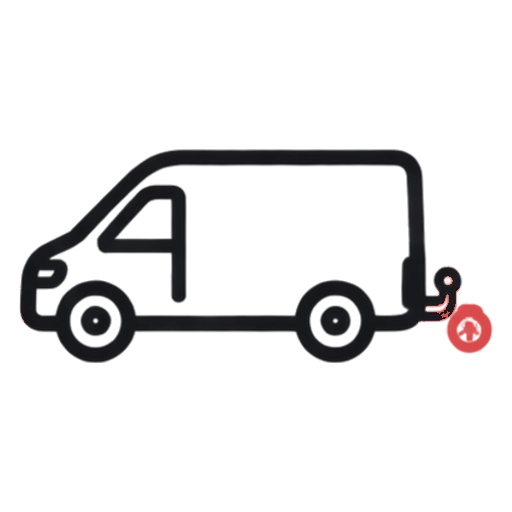 Van with a rear towbar icon