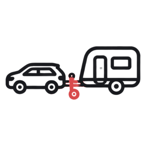 Car towing a caravan icon