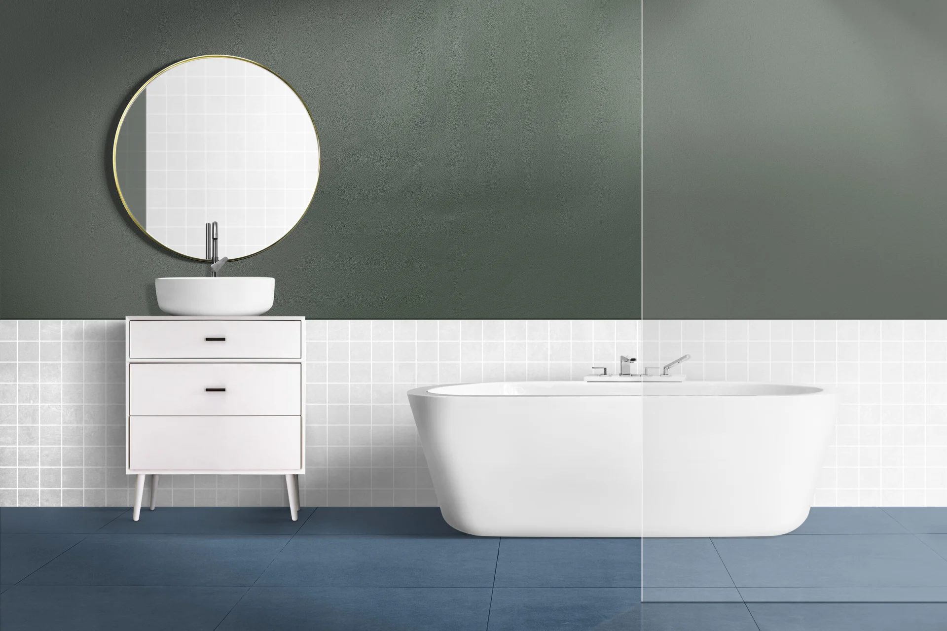 Modern bathroom with a freestanding bath