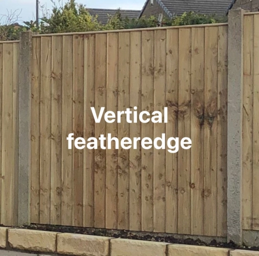 Vertical featheredge fence panels. 6 ft. X 6 ft tall.