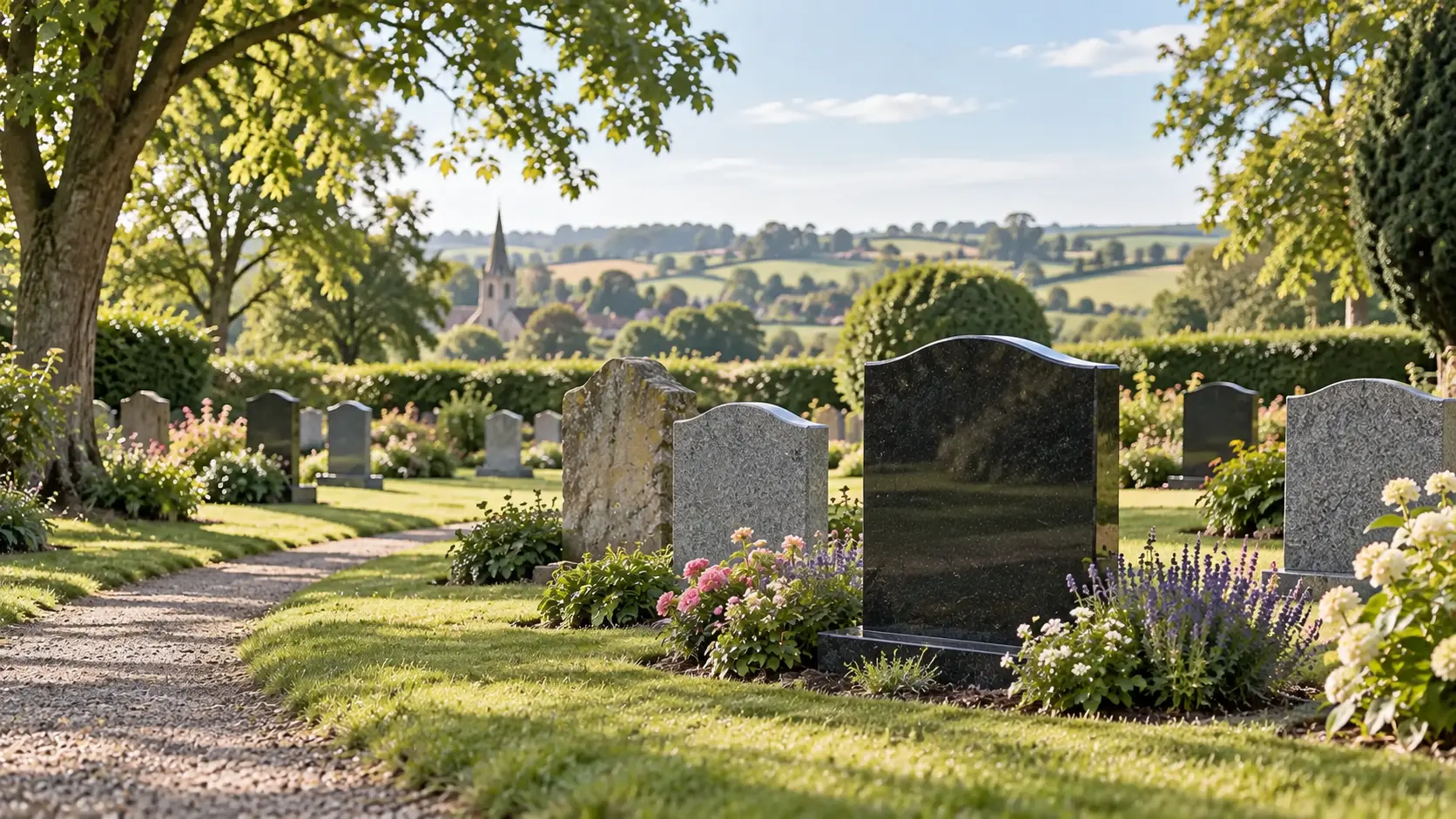 Handcrafted memorials in a peaceful English market-town cemetery