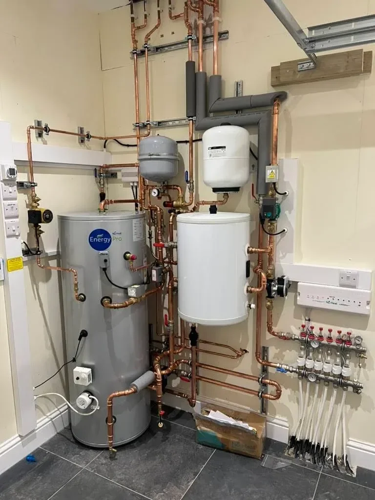 Hot water cylinder, expansion vessels and copper pipework fitted by Plumb Guys Ltd