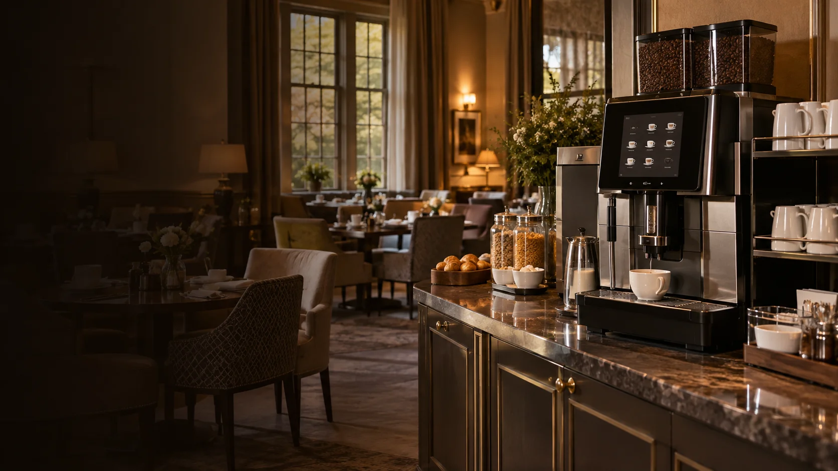 Coffee machine in a hotels setting